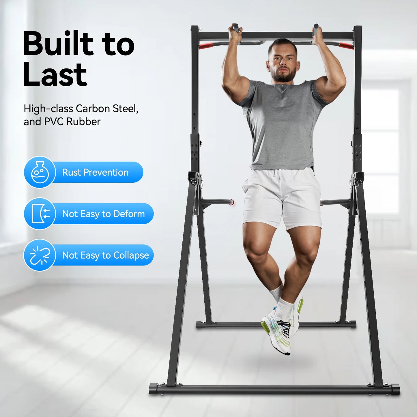 Pull Up Bar Dip Bar Power Tower Height Adjustable For Home Gym Free Standing
