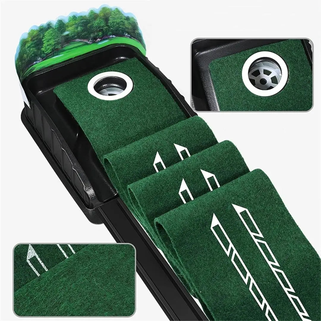 Portable Golf Practice Mat With Automatic Ball Return System