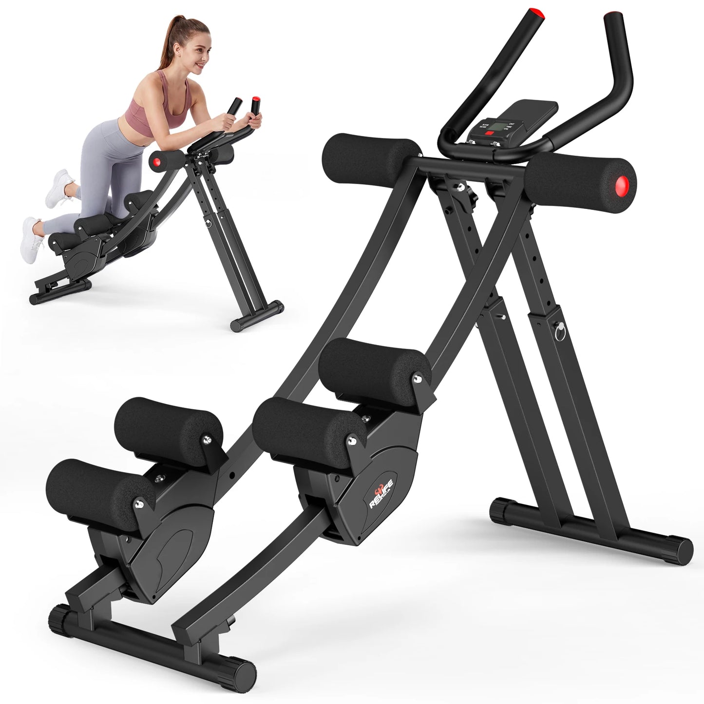 Foldable Dual Split-Track Ab Machine Core Trainer For Home Fitness