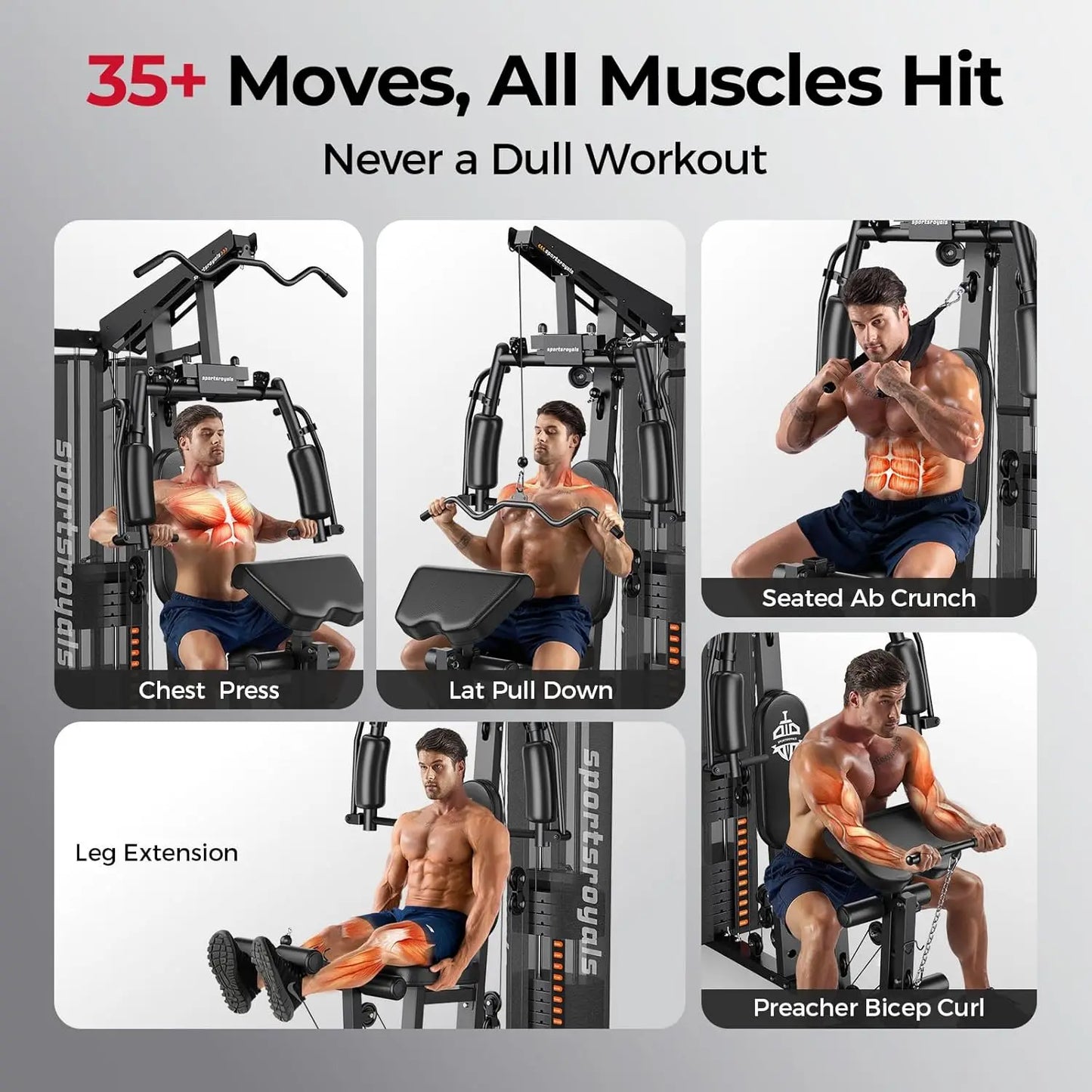 FED Fitness Home Gym With 150 Lb Weight Stack And Pulley System