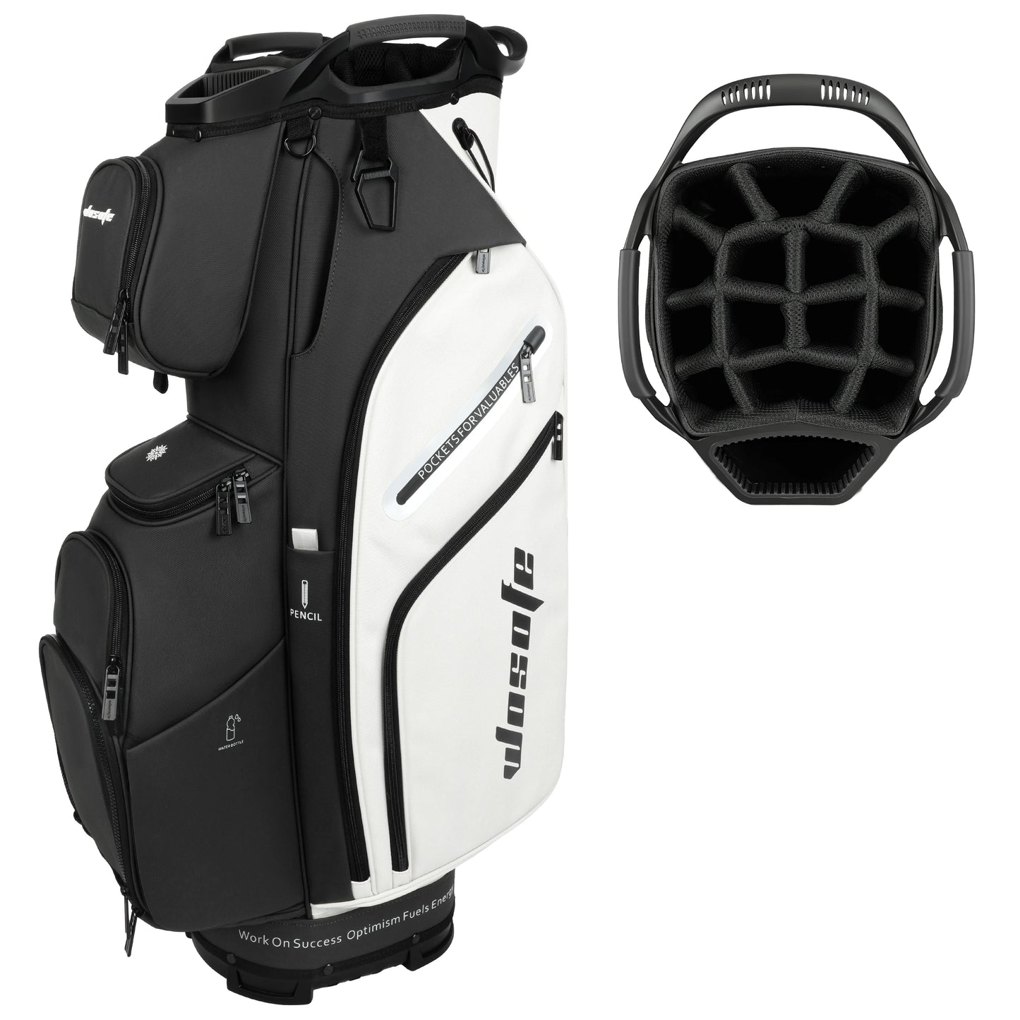 PU Leather Lightweight Men Women Blue White Black Green Golf Bag,Multiple 10 Pockets 14-Way Dividers Cooler Pouch Golf Cart Bag