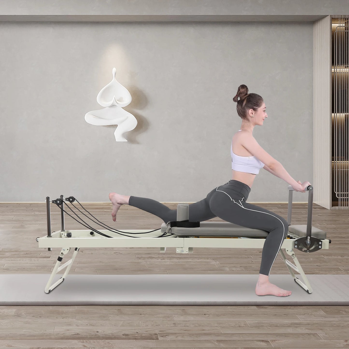 Foldable Pilates Reformer Machine for Home Gym and Yoga Fitness