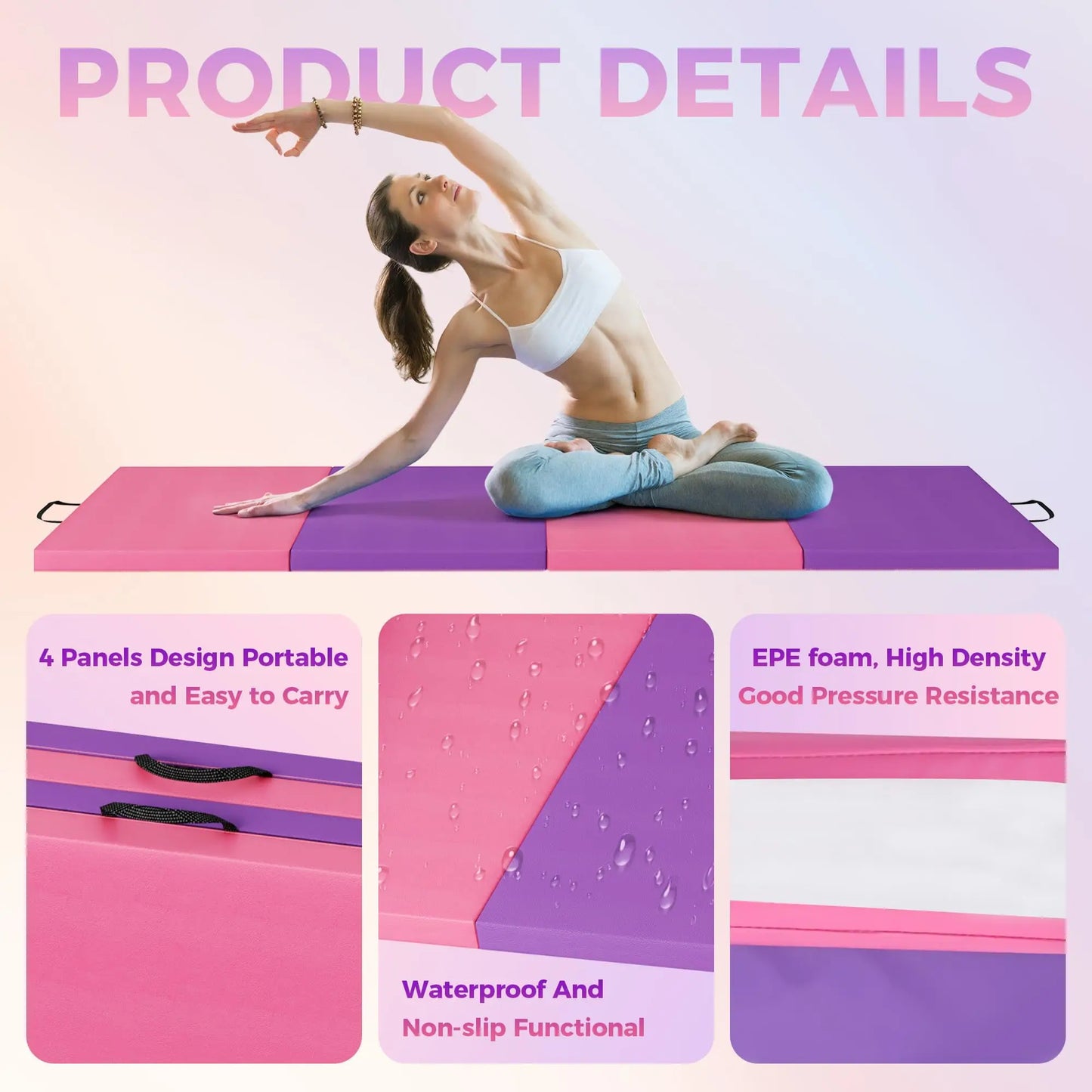 HiMISS Gymnastics Mat With Premium EPE Foam For Home Workouts