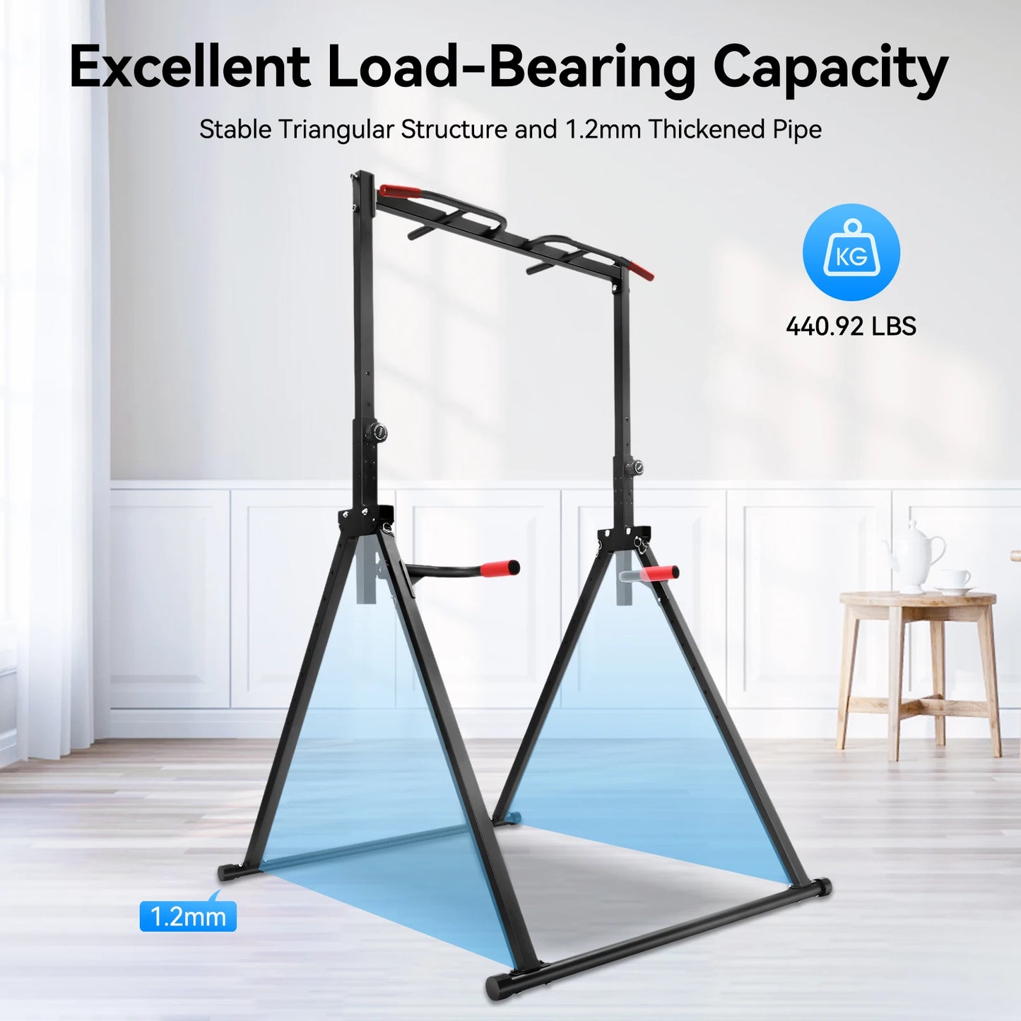Foldable Adjustable Pull Up Bar With 200kg Capacity