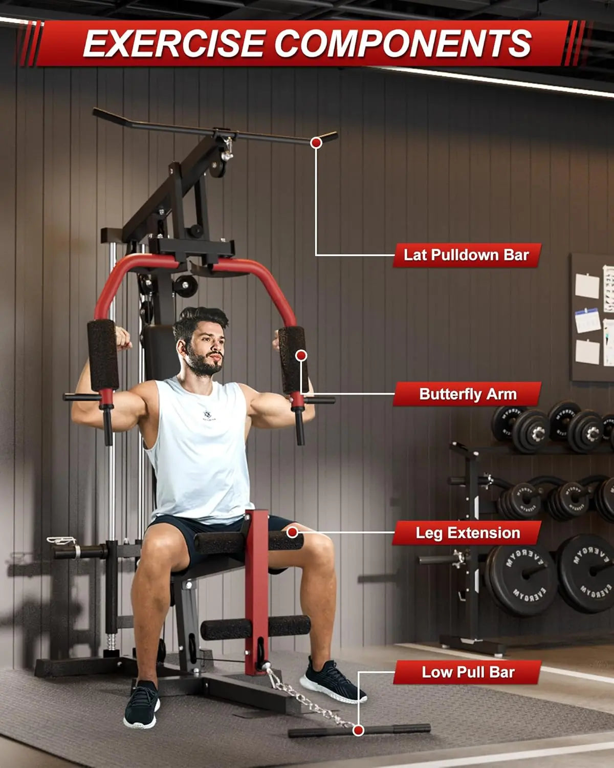 HiMISS Home Gym Machine With Chest Press Lat Pulldown