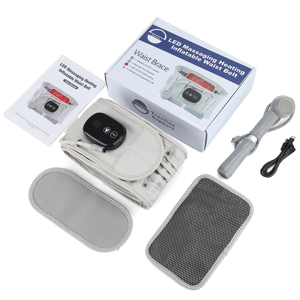 PASTSKY Rechargeable Heated Waist Back Massage Inflatable Lumbar Traction Belt