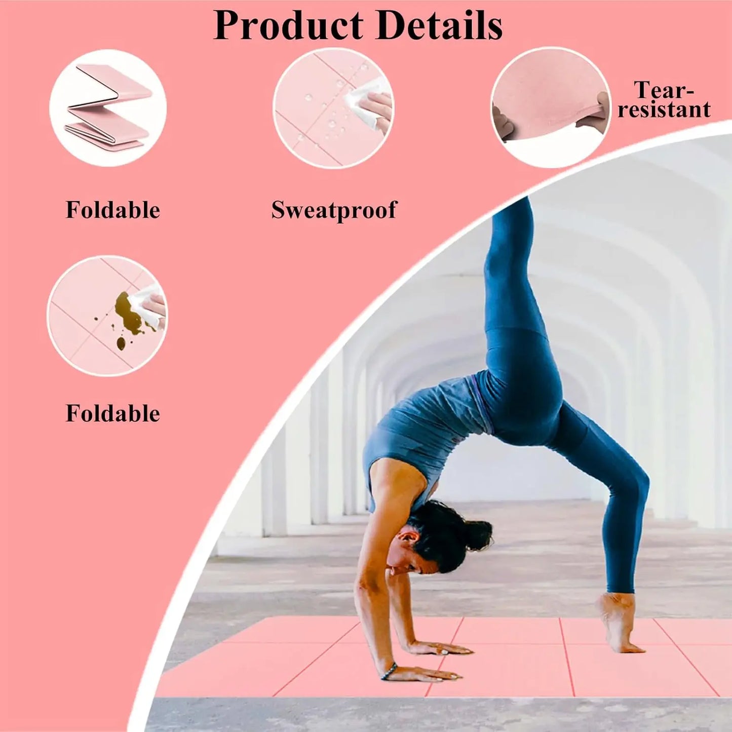 Foldable Travel Yoga Mat Non Slip TPE For Pilates Outdoors