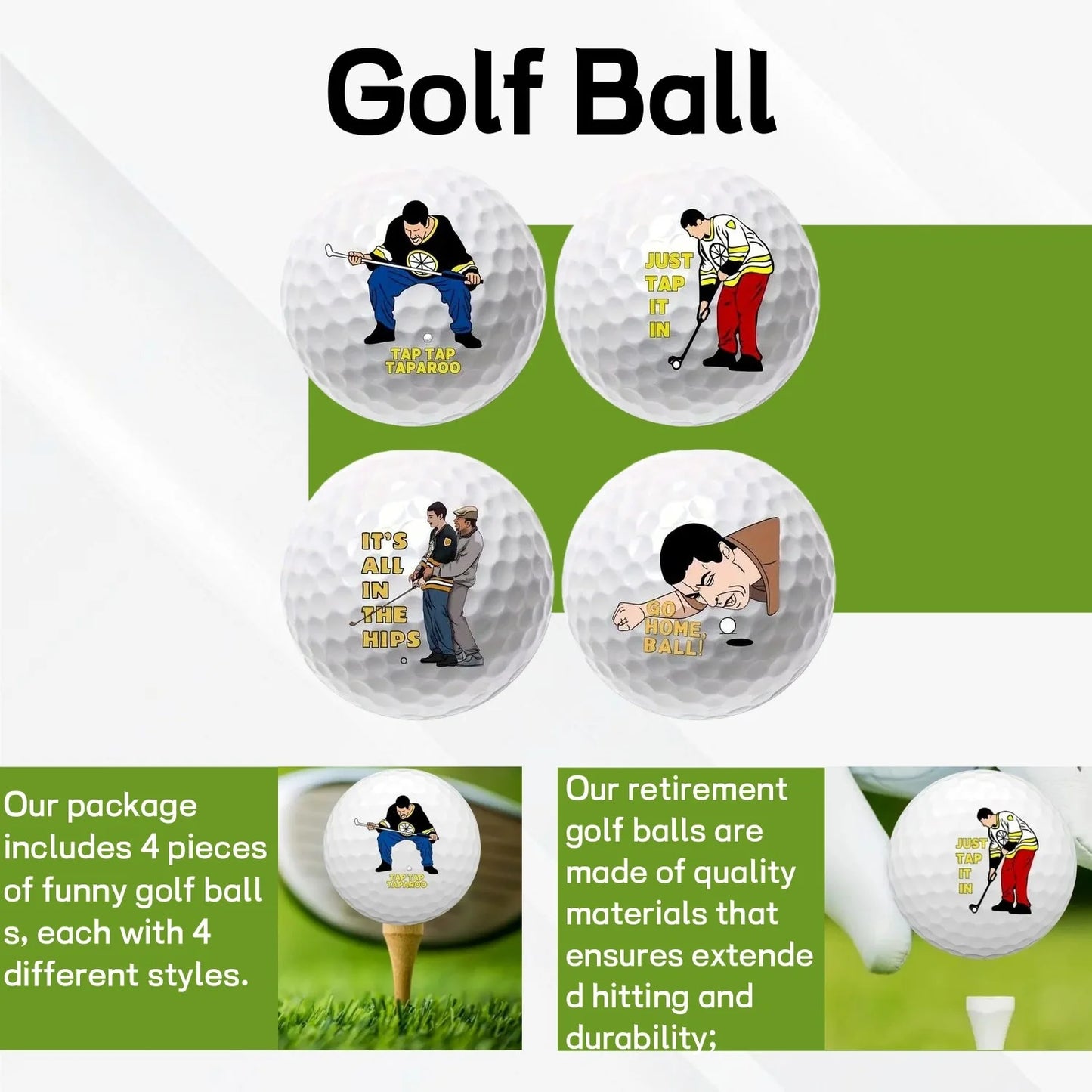Golf Balls 4 Pack Unique Designs For Long Distance Practice