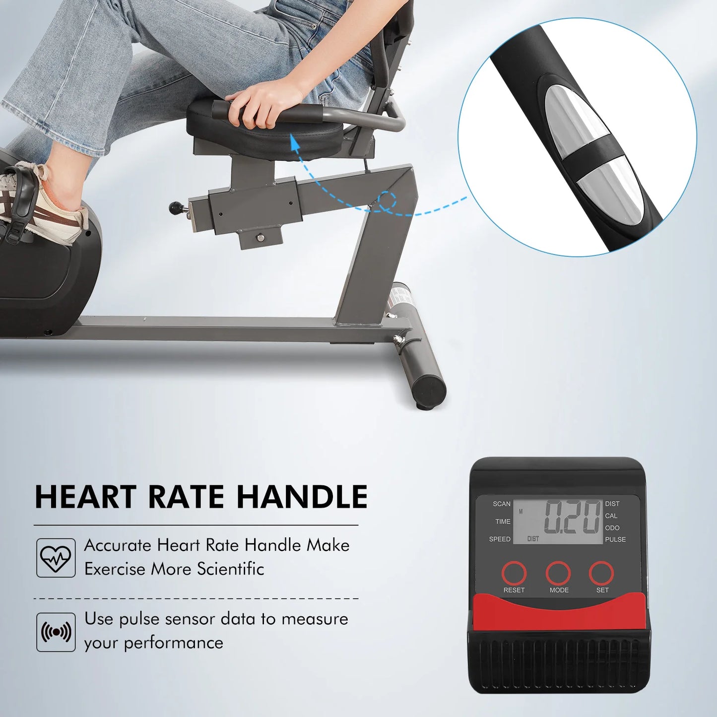 Recumbent Exercise Bike for Home 8 Level Resistance Heart Rate