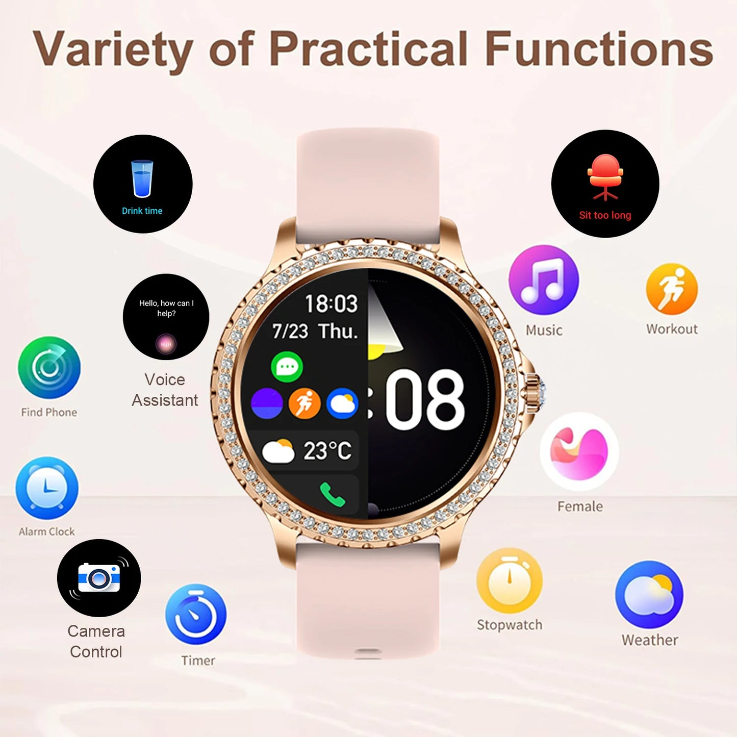 INNOFOVO Women's Smartwatch Touchscreen Fitness Tracker With Wireless Calls