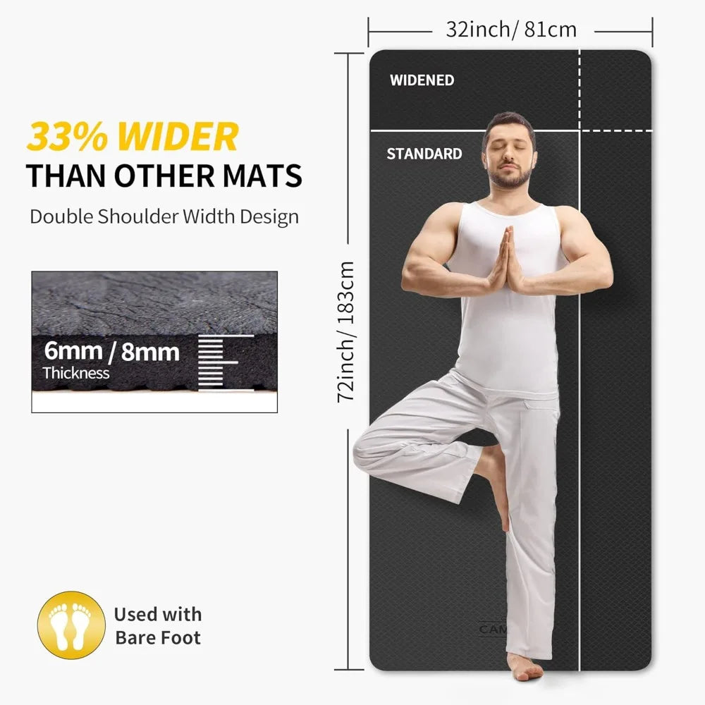 Cambivo Extra Wide Non Slip TPE Yoga Fitness Training Mat