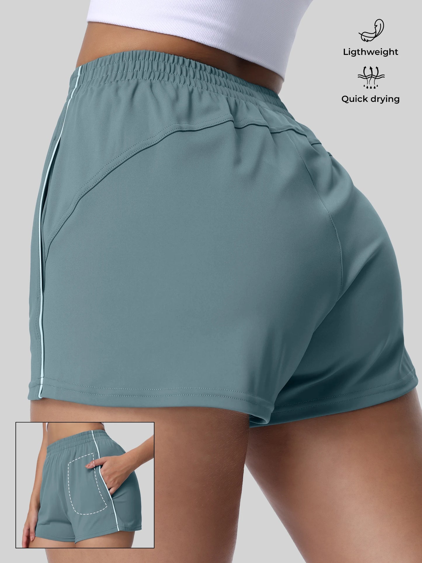 Women's High Waist Workout Shorts With Pockets Quick Dry Fitness