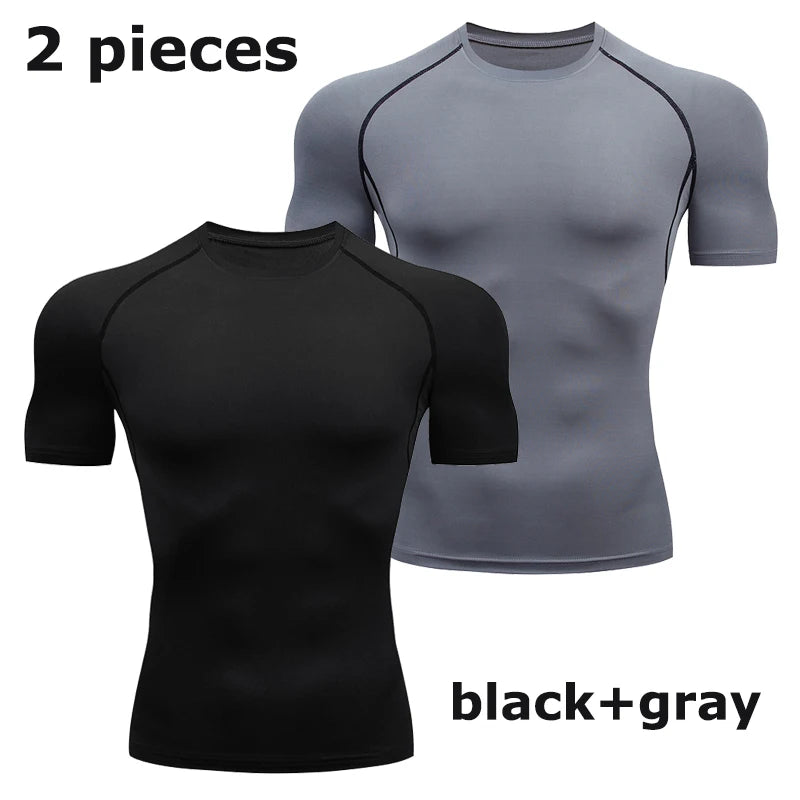 Men's Compression Shirt Short Sleeve Gym Top for Workout Fitness