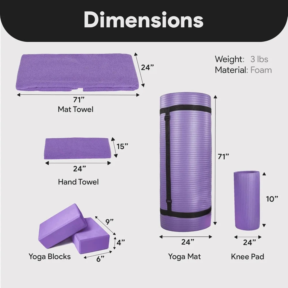 BalanceFrom 7-Piece Yoga Set with 71x24x0.5 Inches Extra Thick Mat and Carrying Sling – Includes 2 Blocks