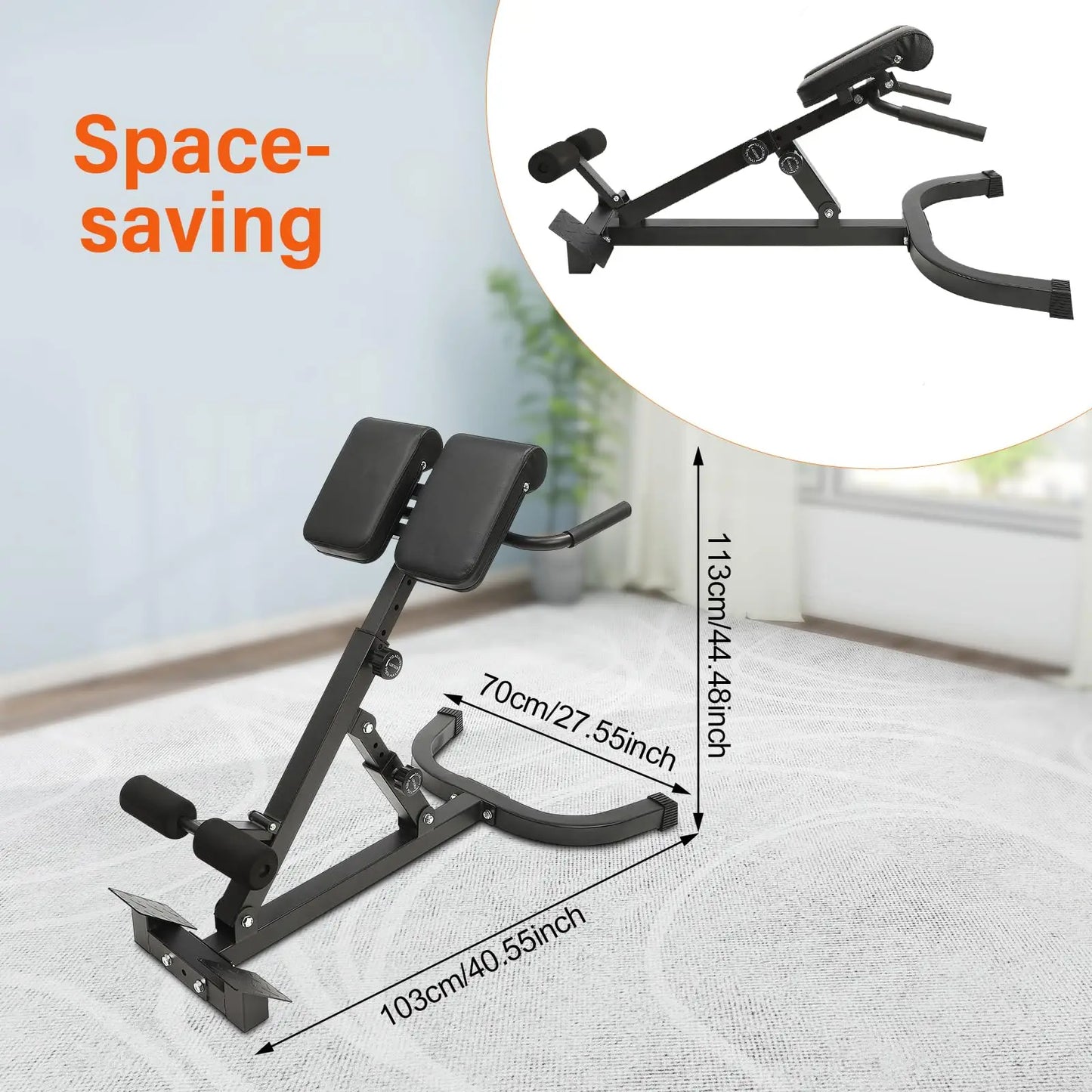 Roman Chair Back Extension Bench Foldable With Five Adjustable Angles