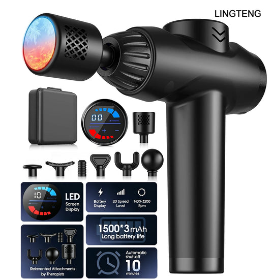 LINGTENG Massage Gun With Heat Cold Therapy 7 Heads