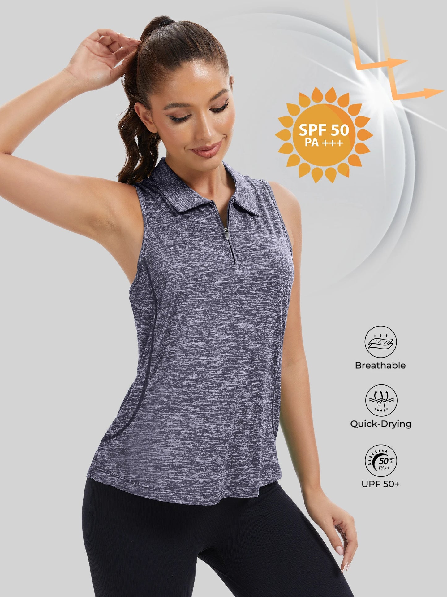 Women's Sleeveless Golf Polo Shirt With Moisture-Wicking Fabric