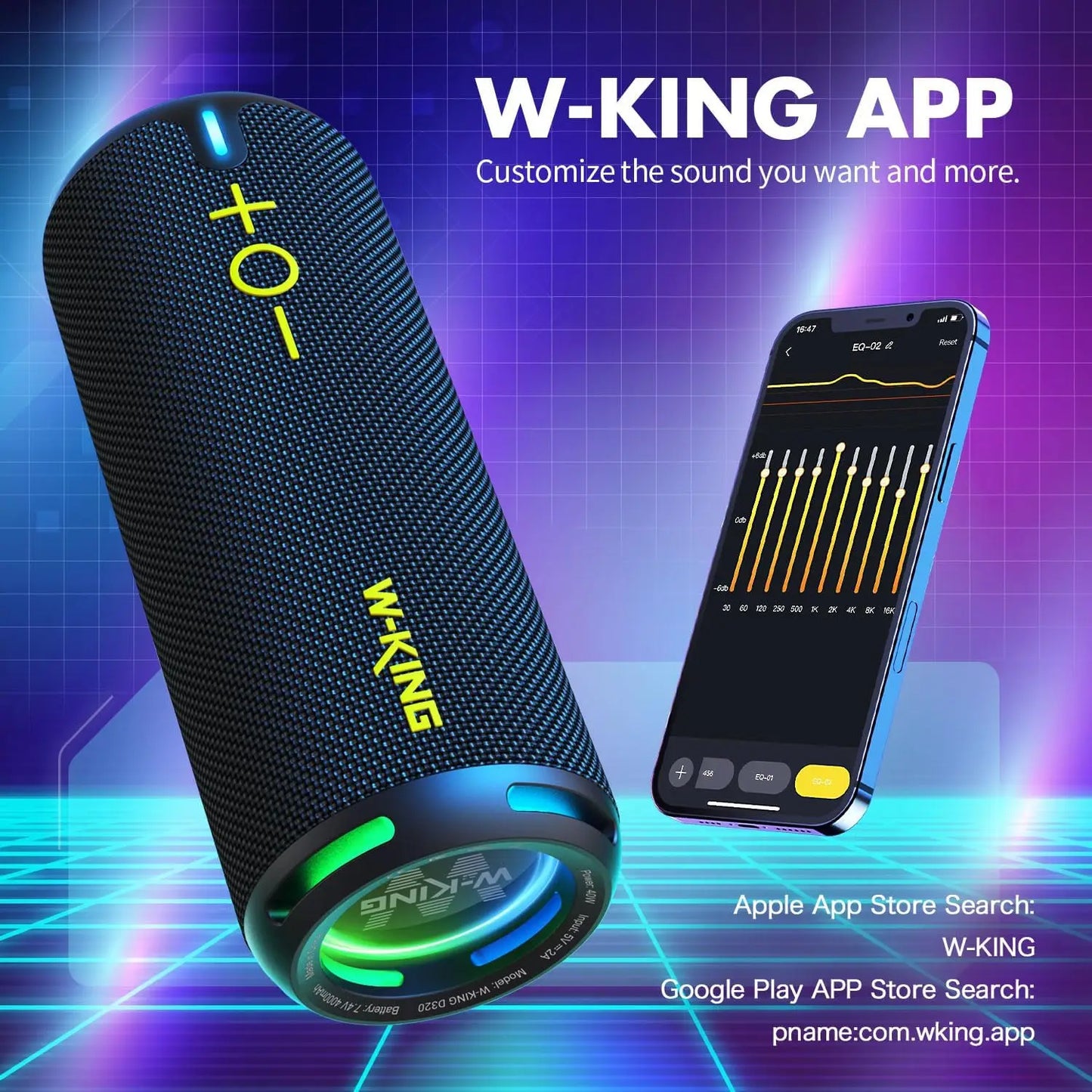 W-King D320 40W Portable Bluetooth Speaker With IP67 Waterproof Lights