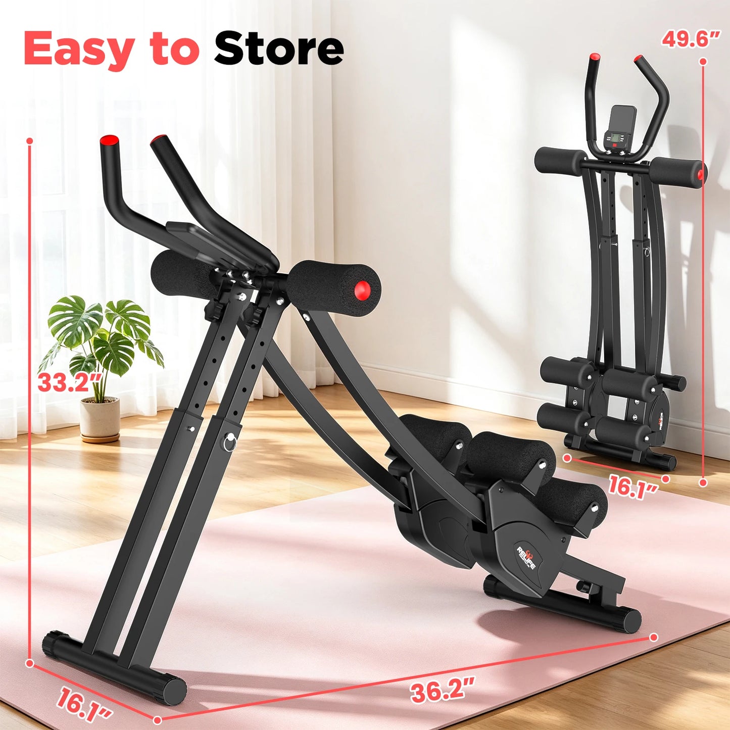 Foldable Dual Split-Track Ab Machine Core Trainer For Home Fitness