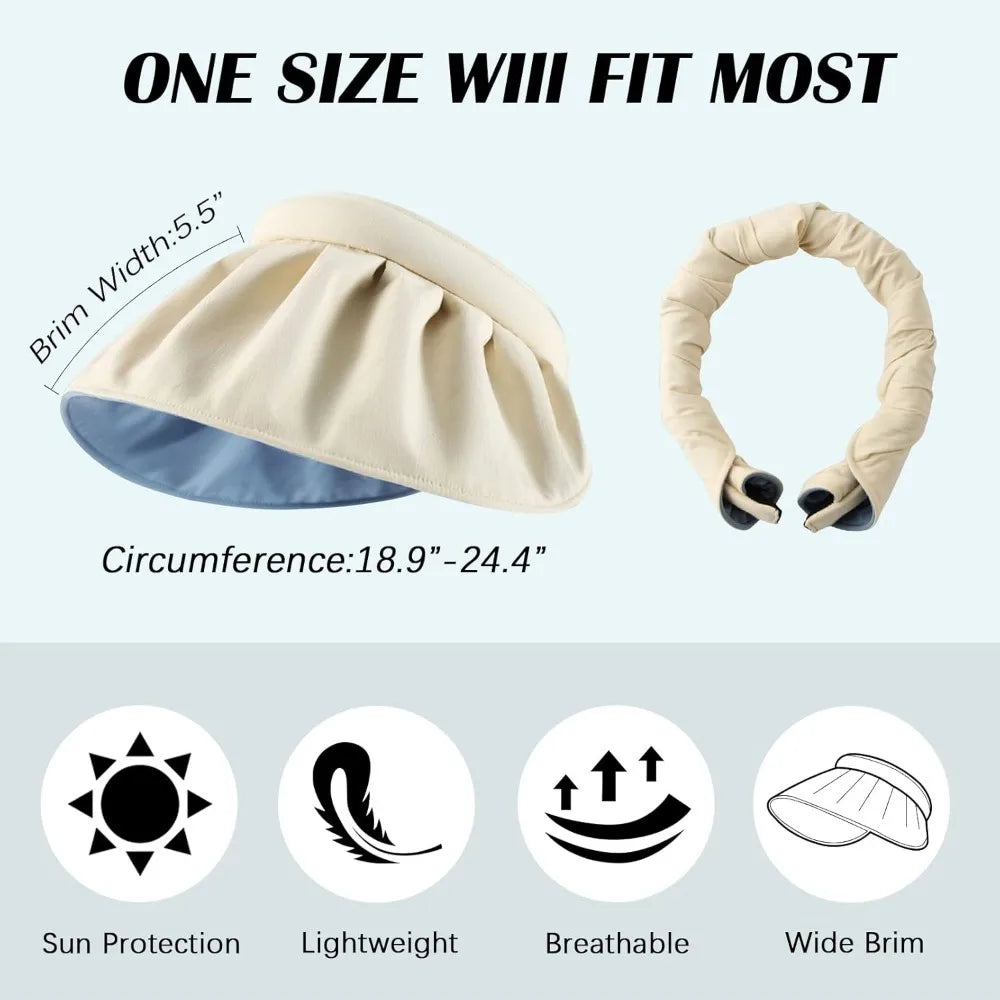 Womens Foldable Wide Brim Golf Visor With UV Protection