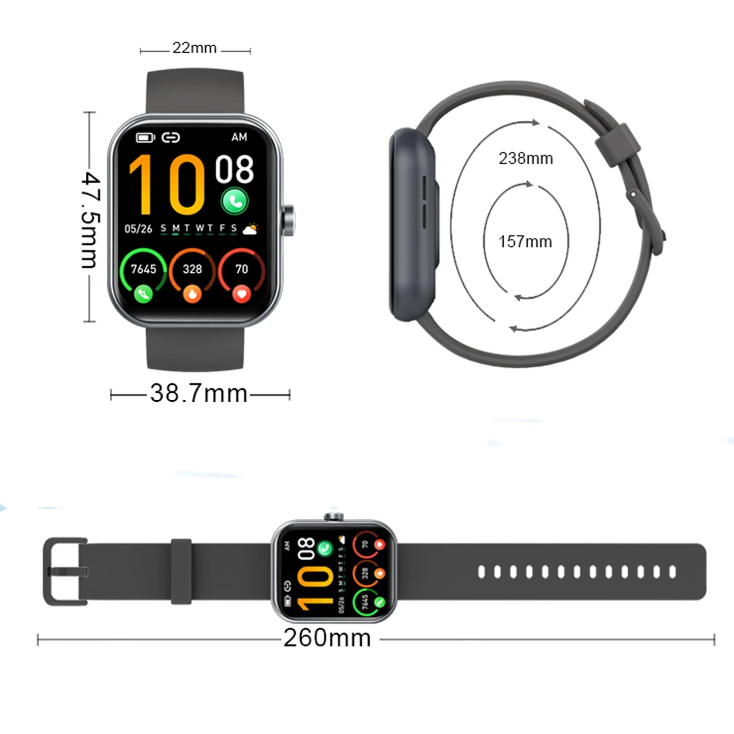 Nerunsa Smart Watch With Call Function Fitness Tracker Sleep Monitor IP68