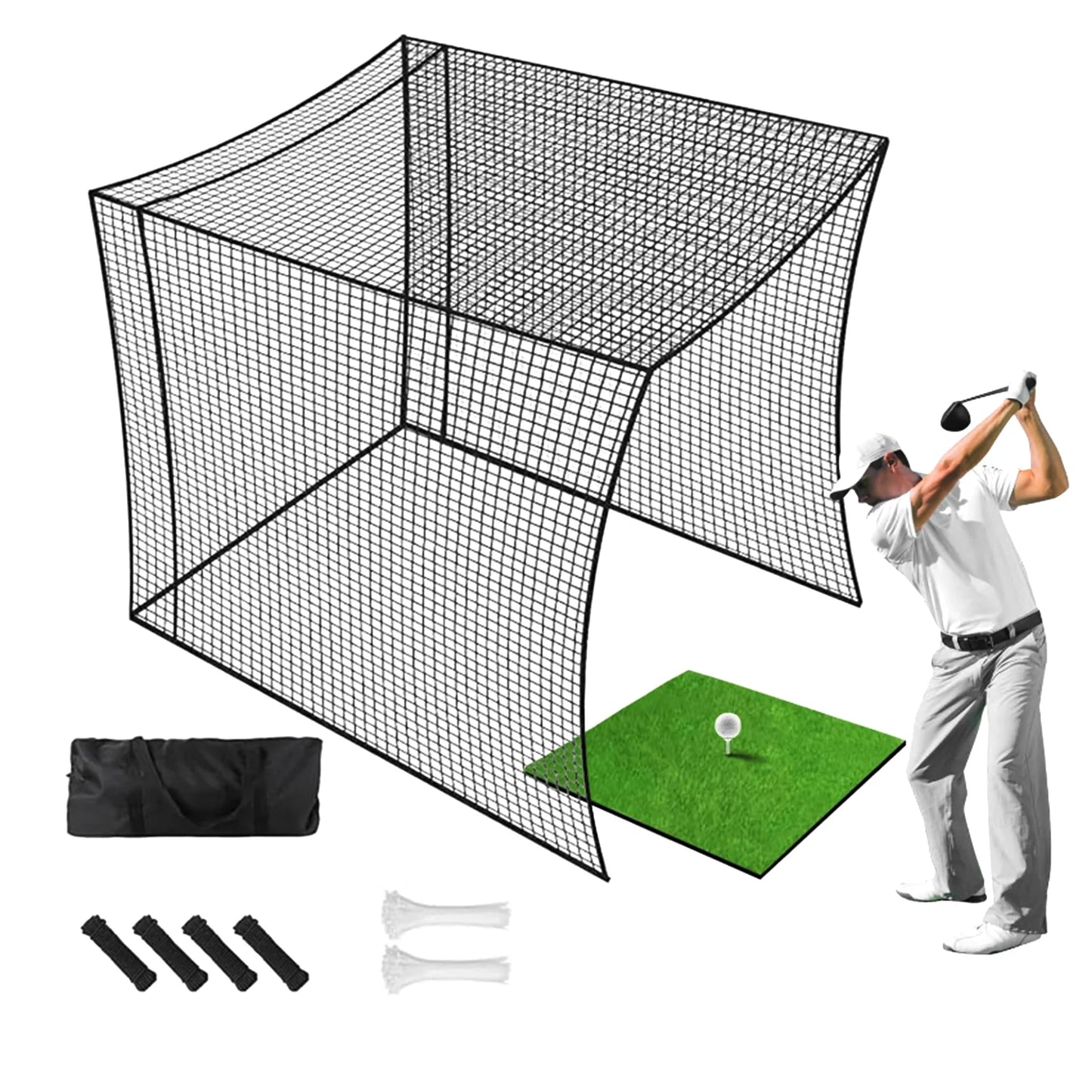 Foldable Golf Cage Net For Portable Batting Practice And Swing Training