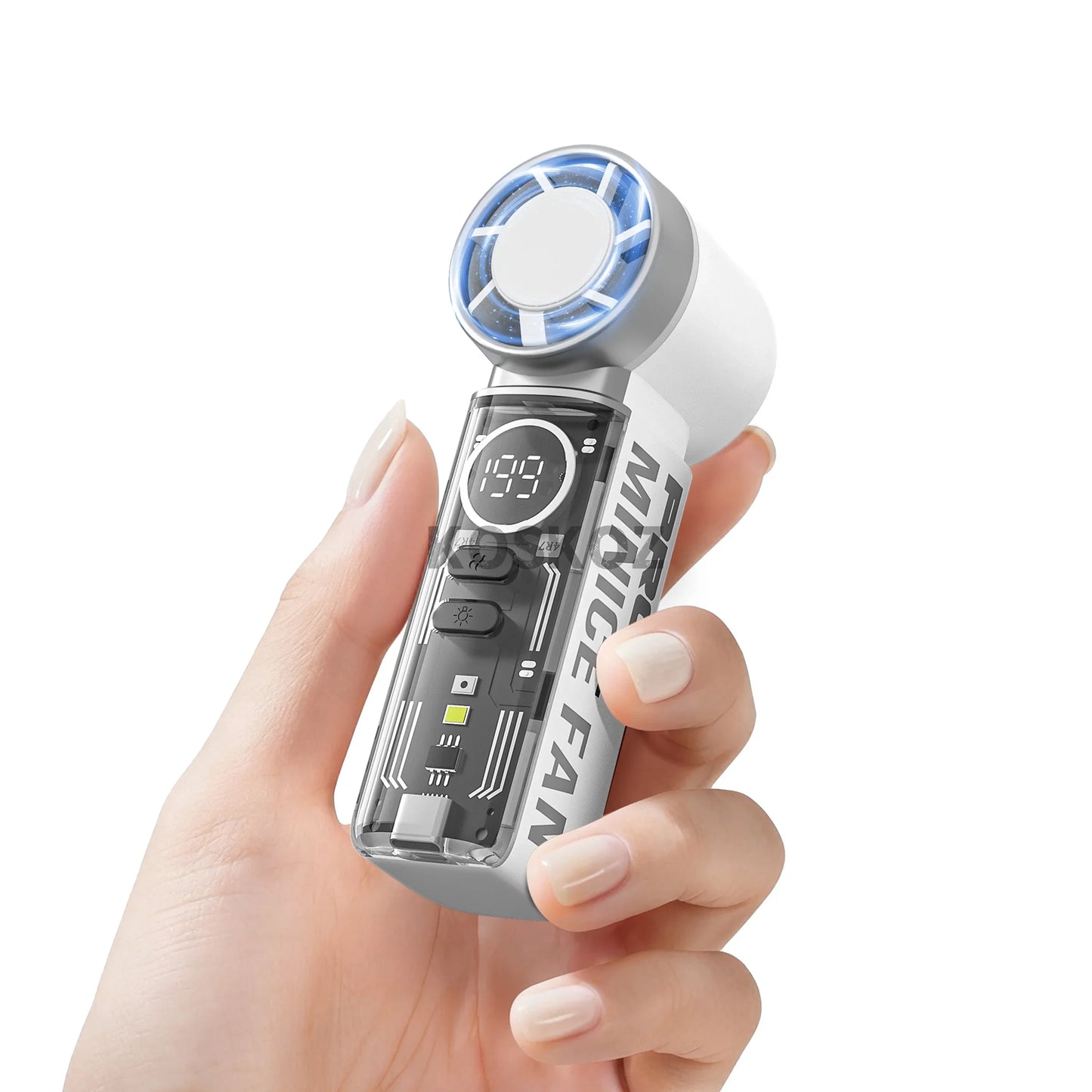 Koskoz Portable Handheld Mini Fan With LED Display 5 Speeds USB Rechargeable