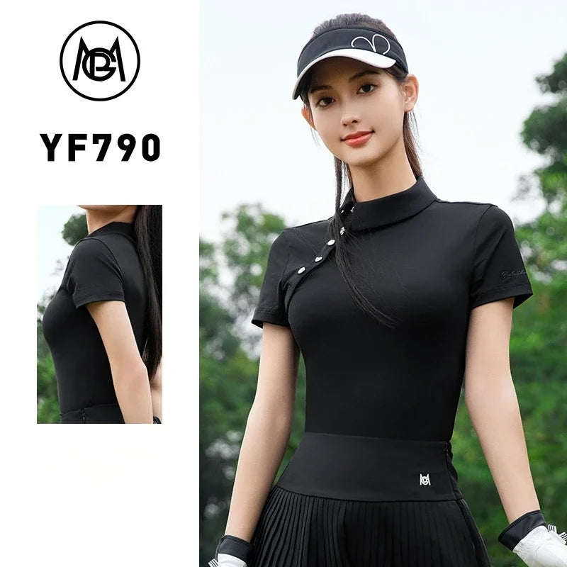 PGM Women Golf Short Sleeve T Shirt YF790 Polo Top For Outdoor Sports