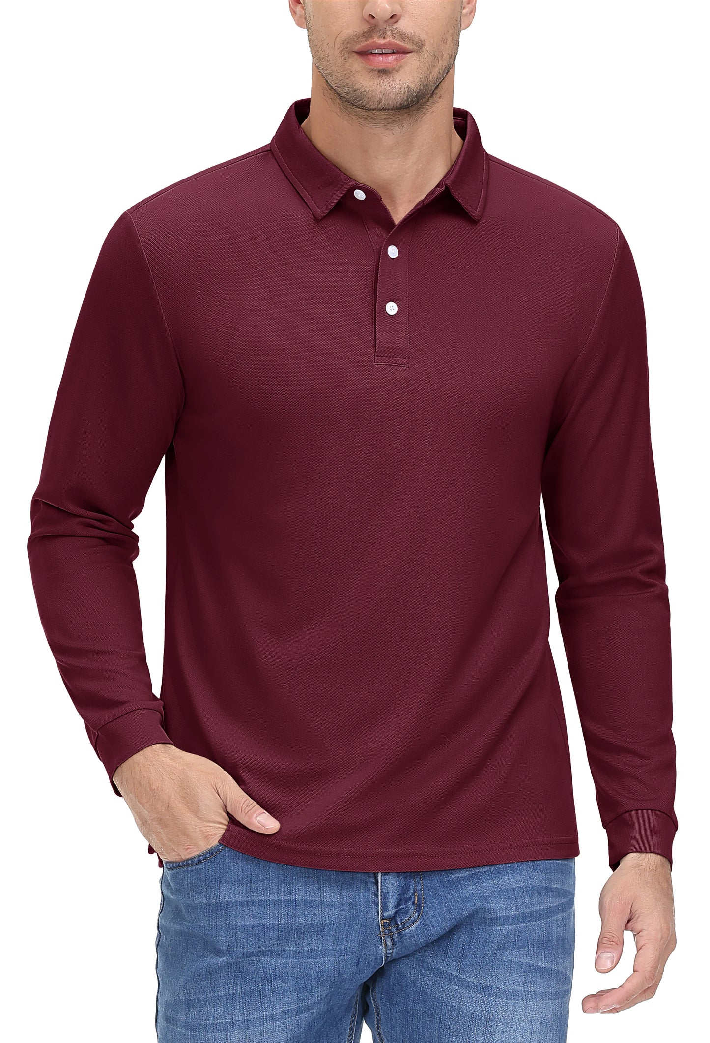 Men's Quick Dry Golf Polo Shirt Breathable Long Sleeve