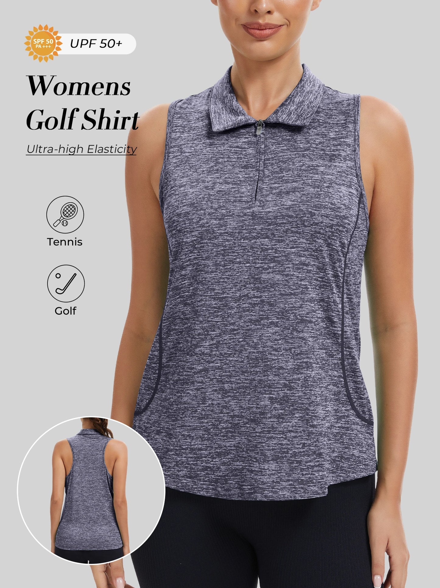 Women's Sleeveless Golf Polo Shirt With Moisture-Wicking Fabric
