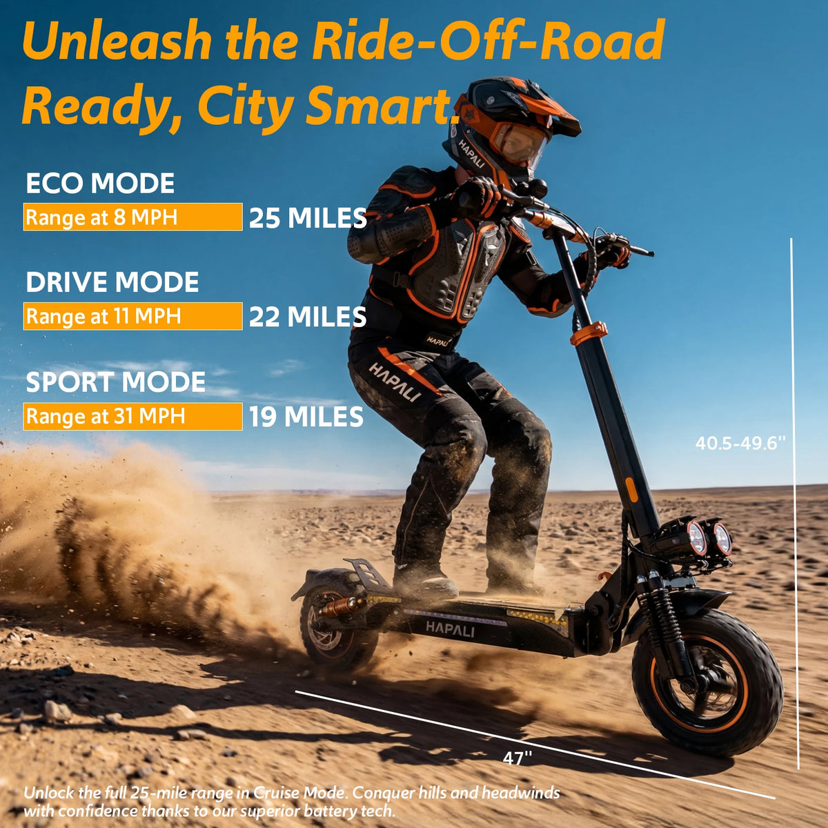 Osboo 1200W Off Road Electric Scooter With Dual Suspension and Disc Brakes