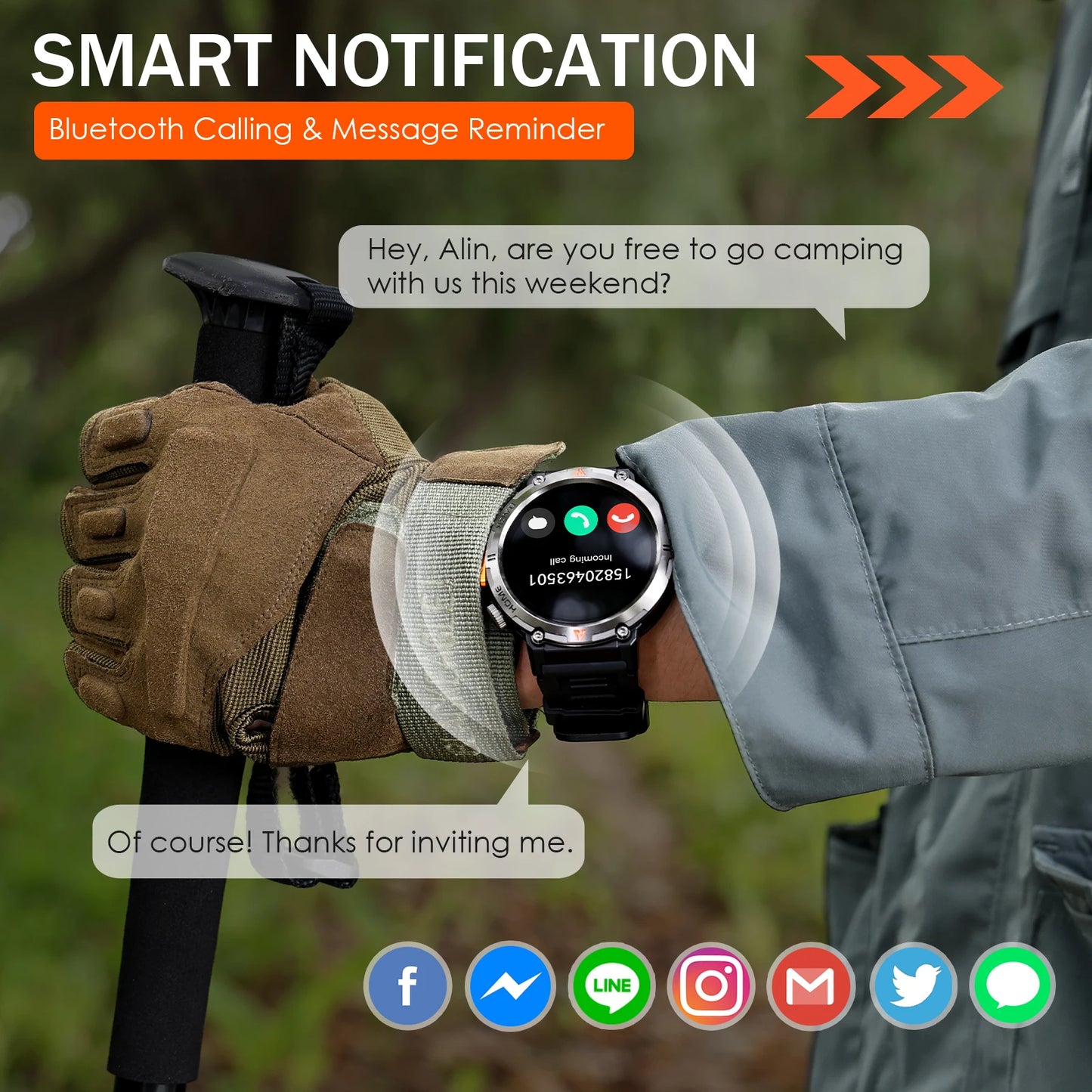 EIGIIS KE3 Smartwatch For Men With Health Monitor Bluetooth