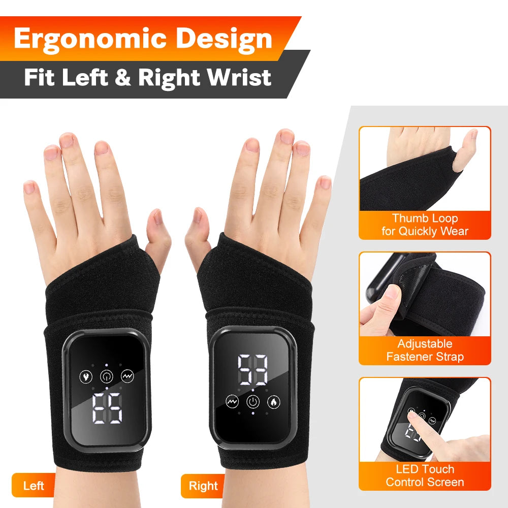 Agdoad Electric Heated Wrist Massager Brace for Carpal Tunnel Relief