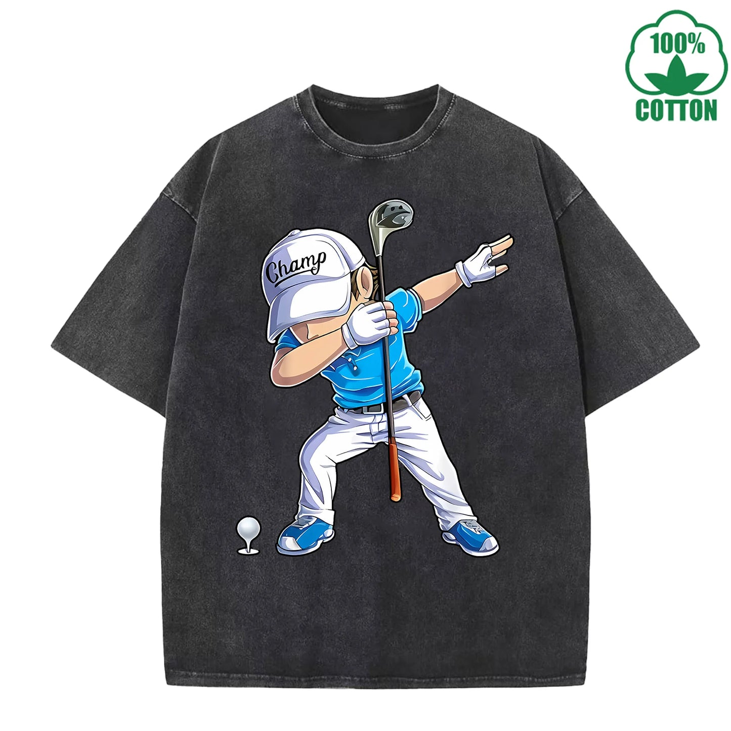 Play Golf Printed Cotton Short Sleeve T Shirt With Abstract Pattern