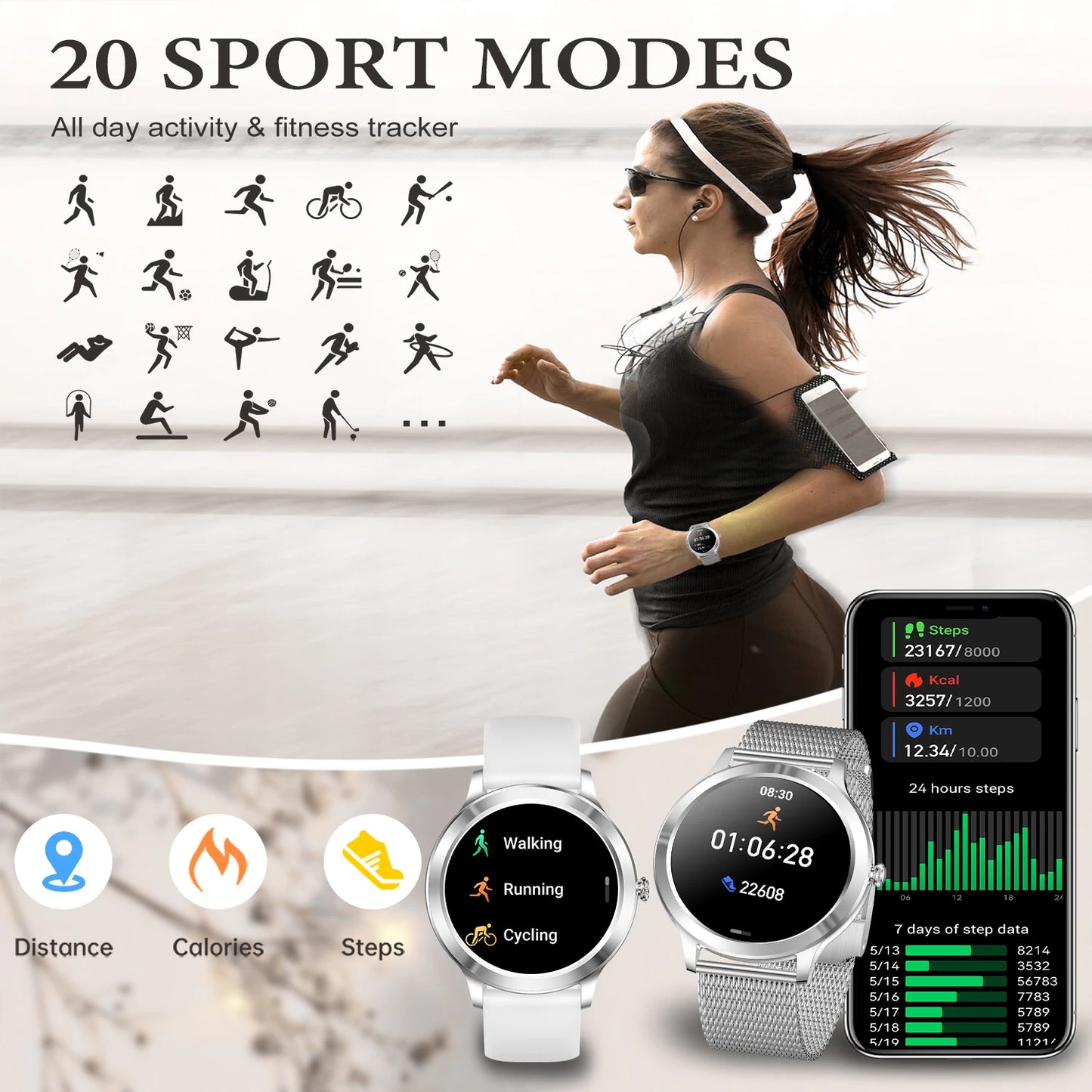 INNOFOVO Touchscreen Smartwatch With Long Battery And Alerts