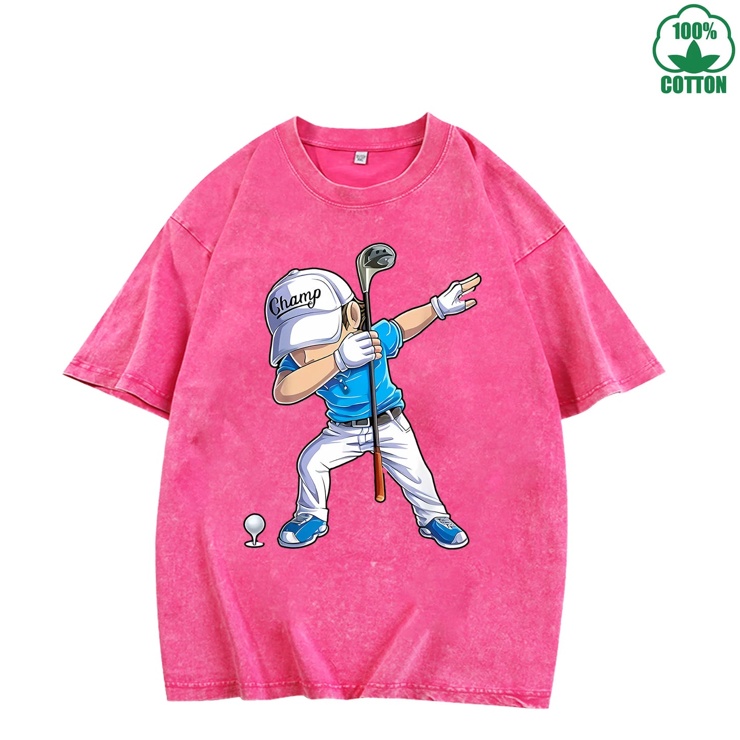 Play Golf Printed Cotton Short Sleeve T Shirt With Abstract Pattern