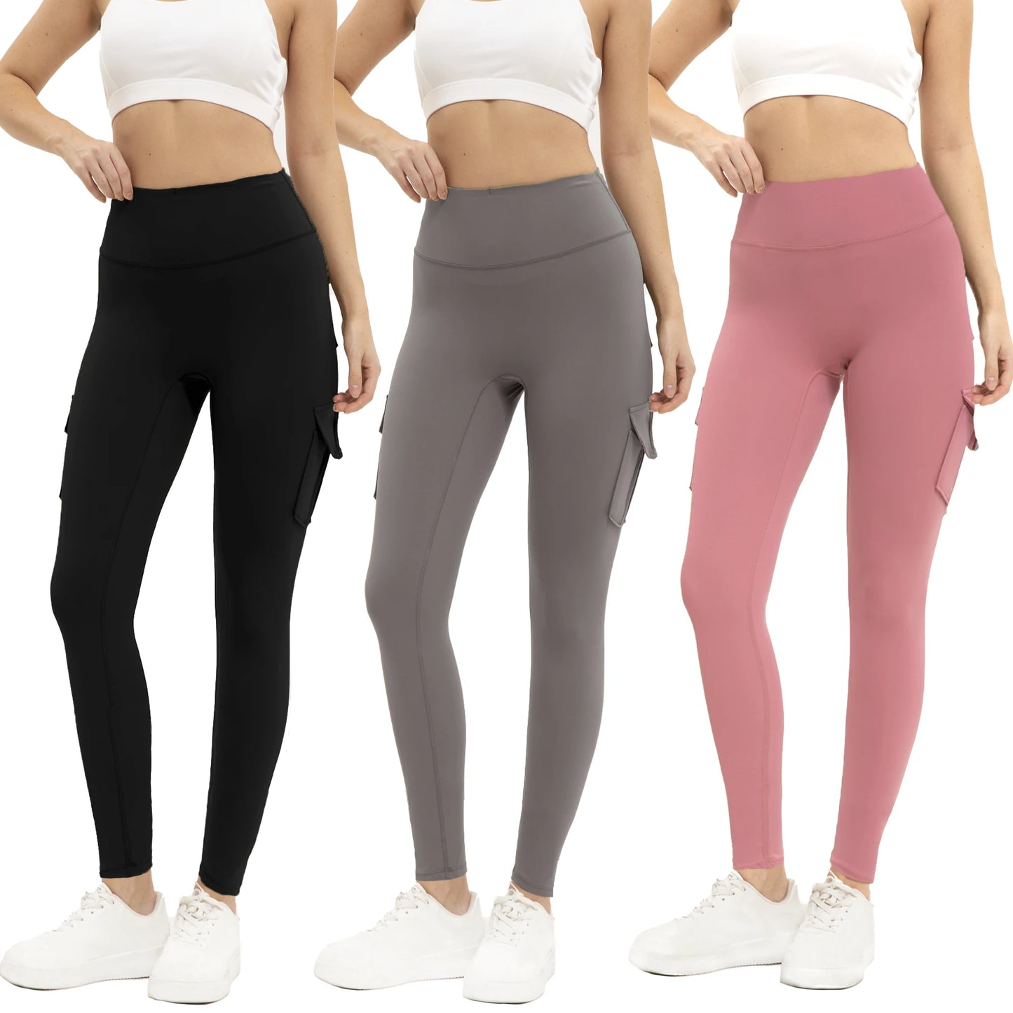 Women's High Waisted Leggings With Pockets Nylon Elastane