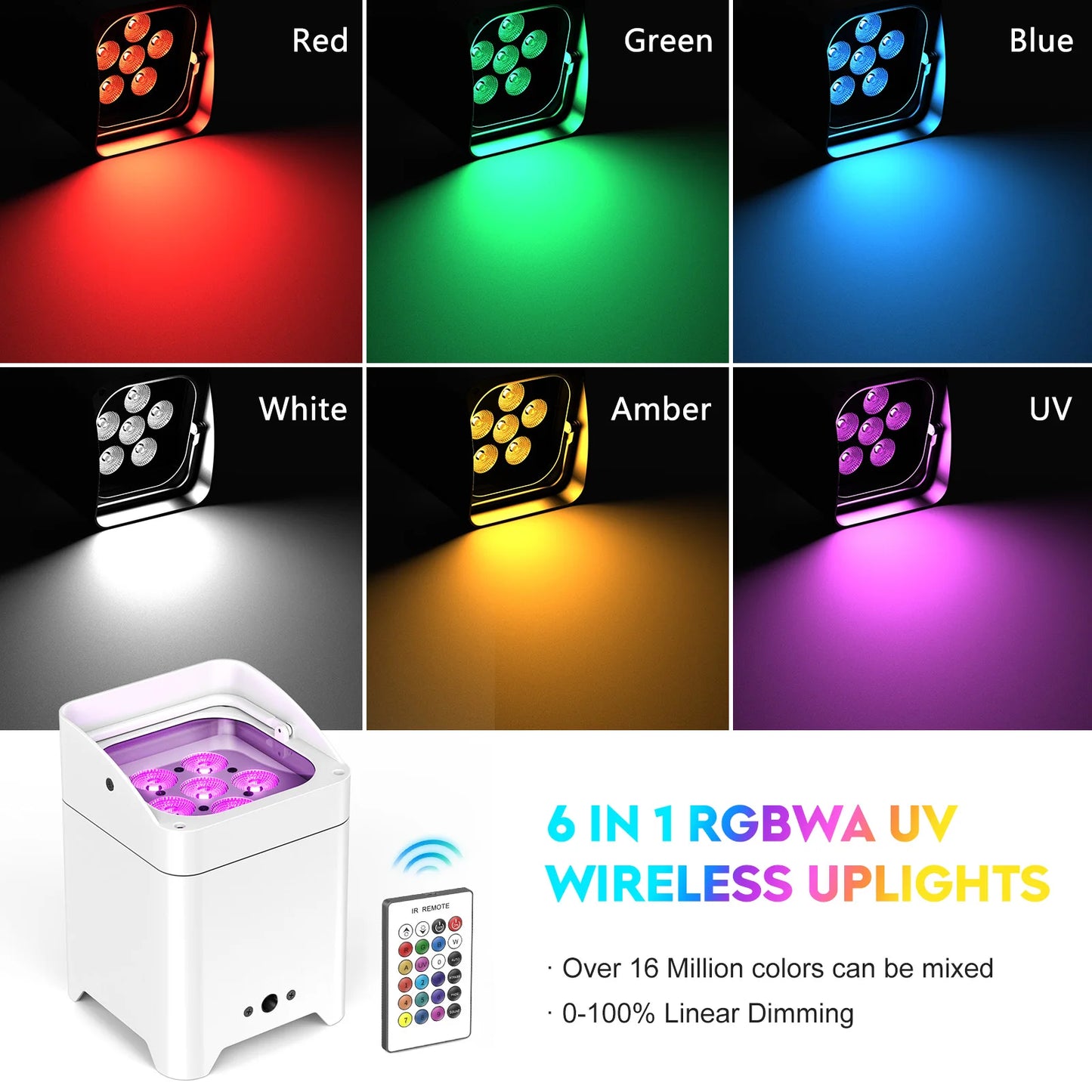 U'King RGBWA UV LED Par Light DMX Stage Light Wireless