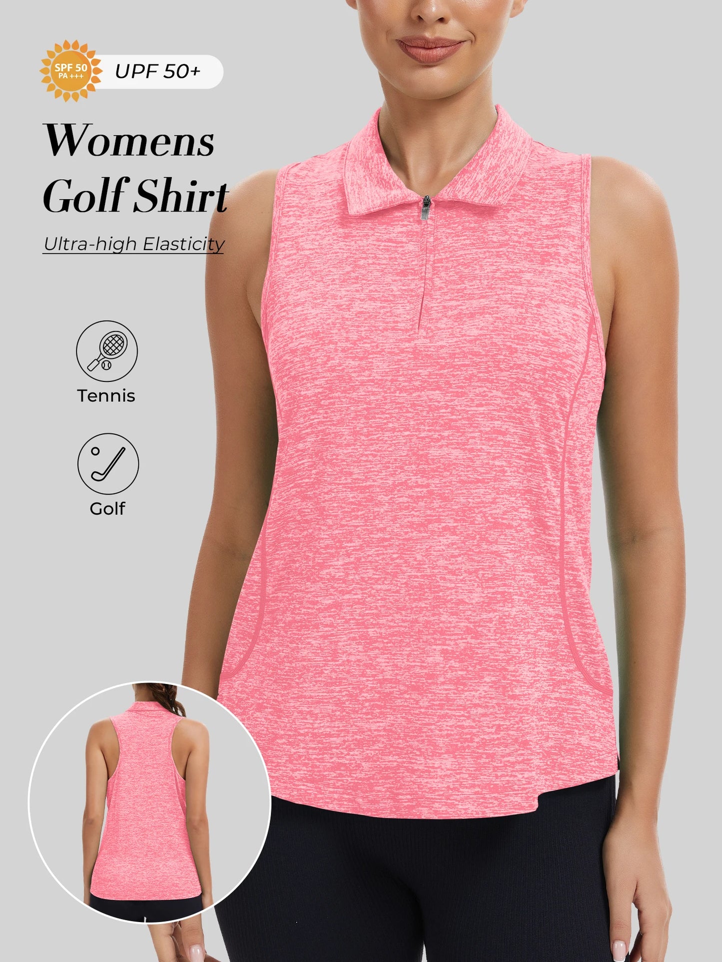 Women's Sleeveless Golf Polo Shirt With Moisture-Wicking Fabric