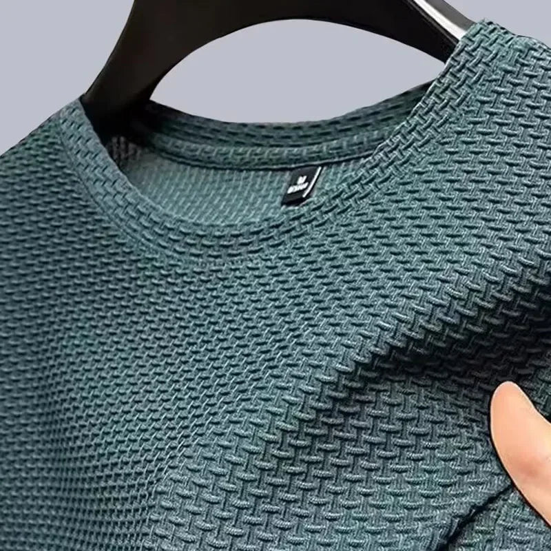 Men's Round Neck Short Sleeve T-Shirt Breathable Wrinkle Resistant Top