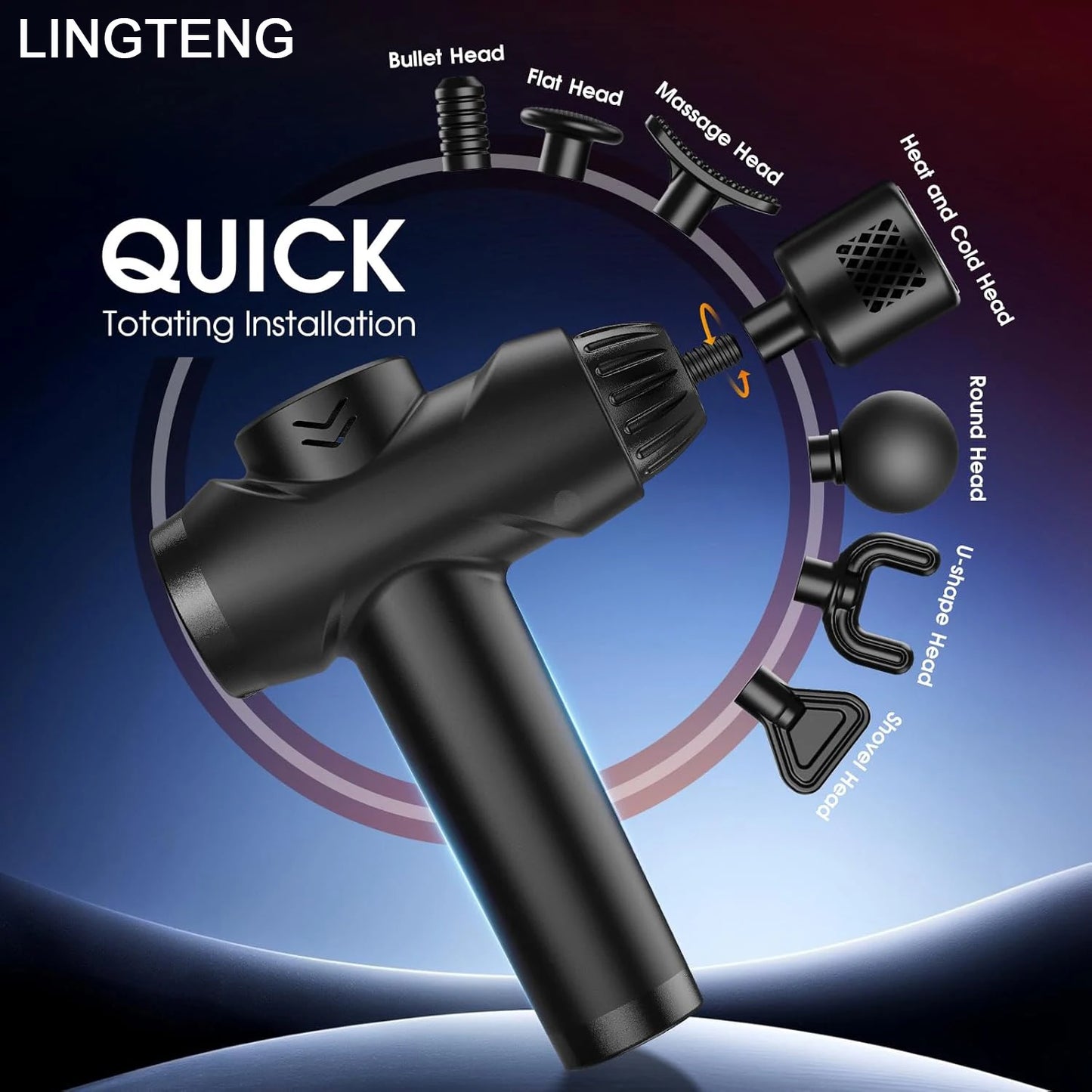 LINGTENG Massage Gun With Heat Cold Therapy 7 Heads