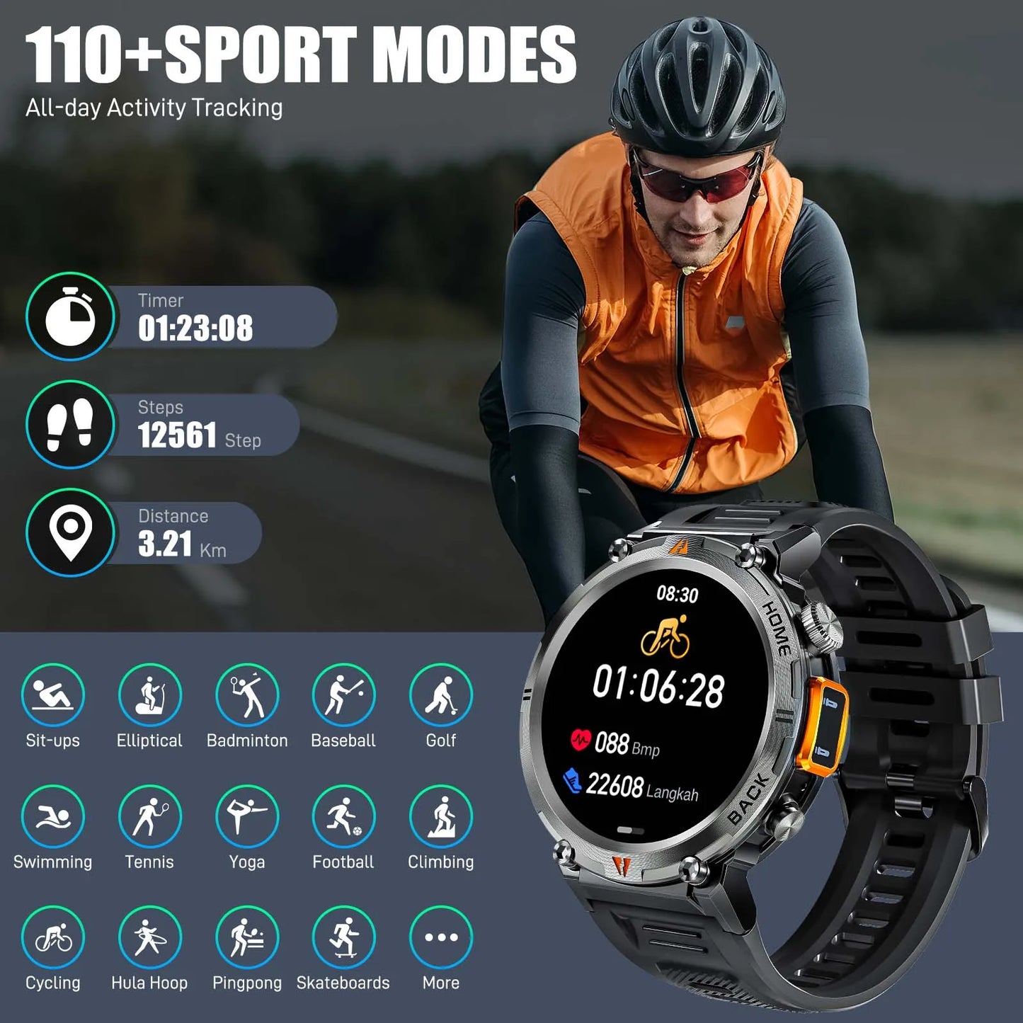 EIGIIS KE3 Smartwatch For Men With Health Monitor Bluetooth