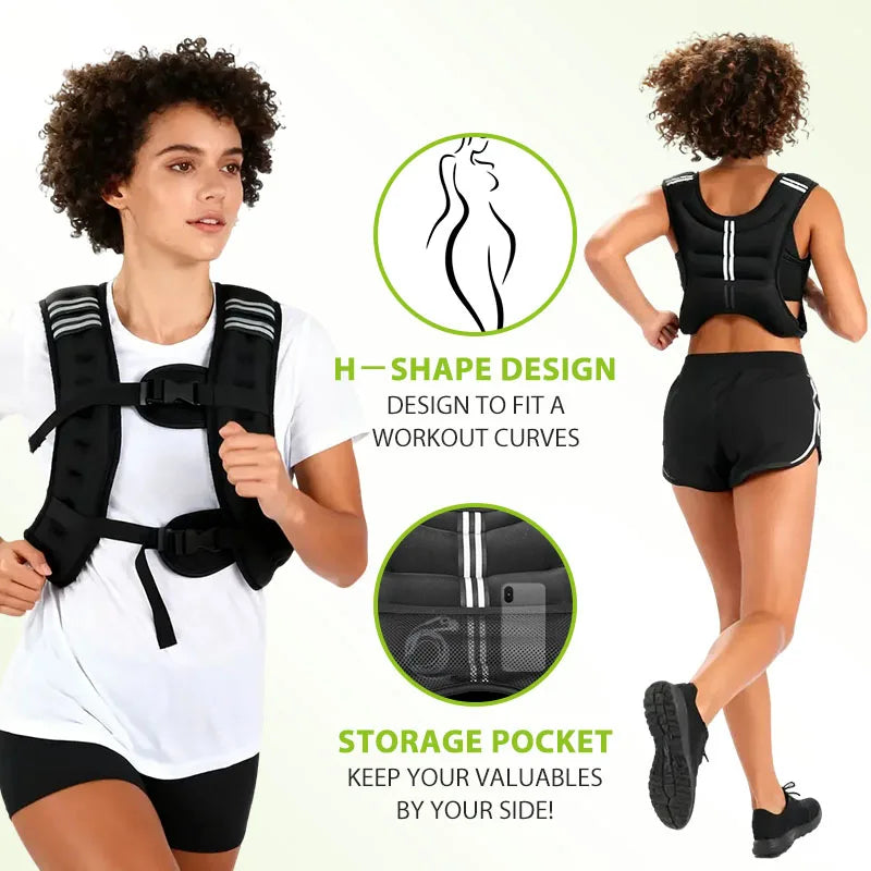 Weighted Vest With Iron Pellets And Reflective Stripe For Training And Running