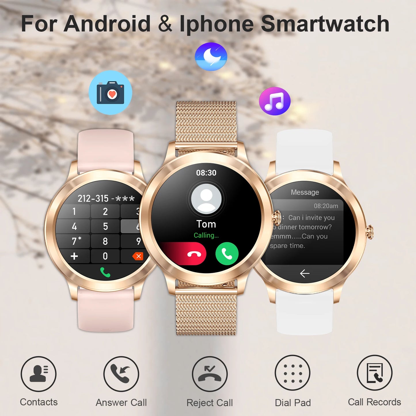 INNOFOVO Touchscreen Smartwatch With Long Battery And Alerts