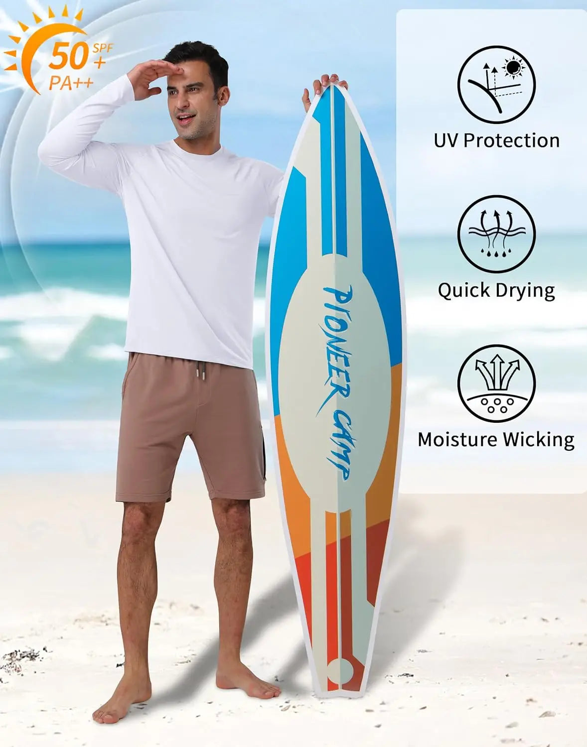 Pioneer Camp Men's UV Protection UPF50 Rash Guard Shirt