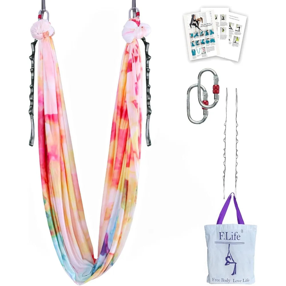 F.Life Aerial Yoga Hammock Kit With Carabiner And Support Rope