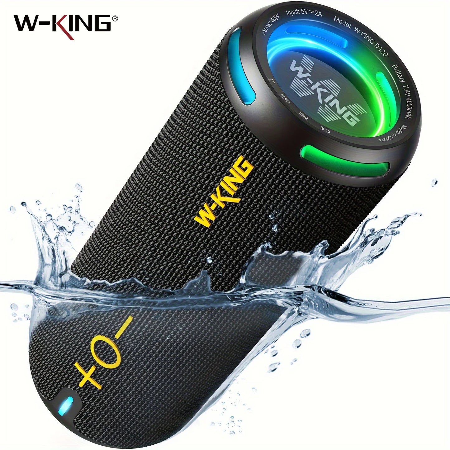 W-King D320 40W Portable Bluetooth Speaker With IP67 Waterproof Lights