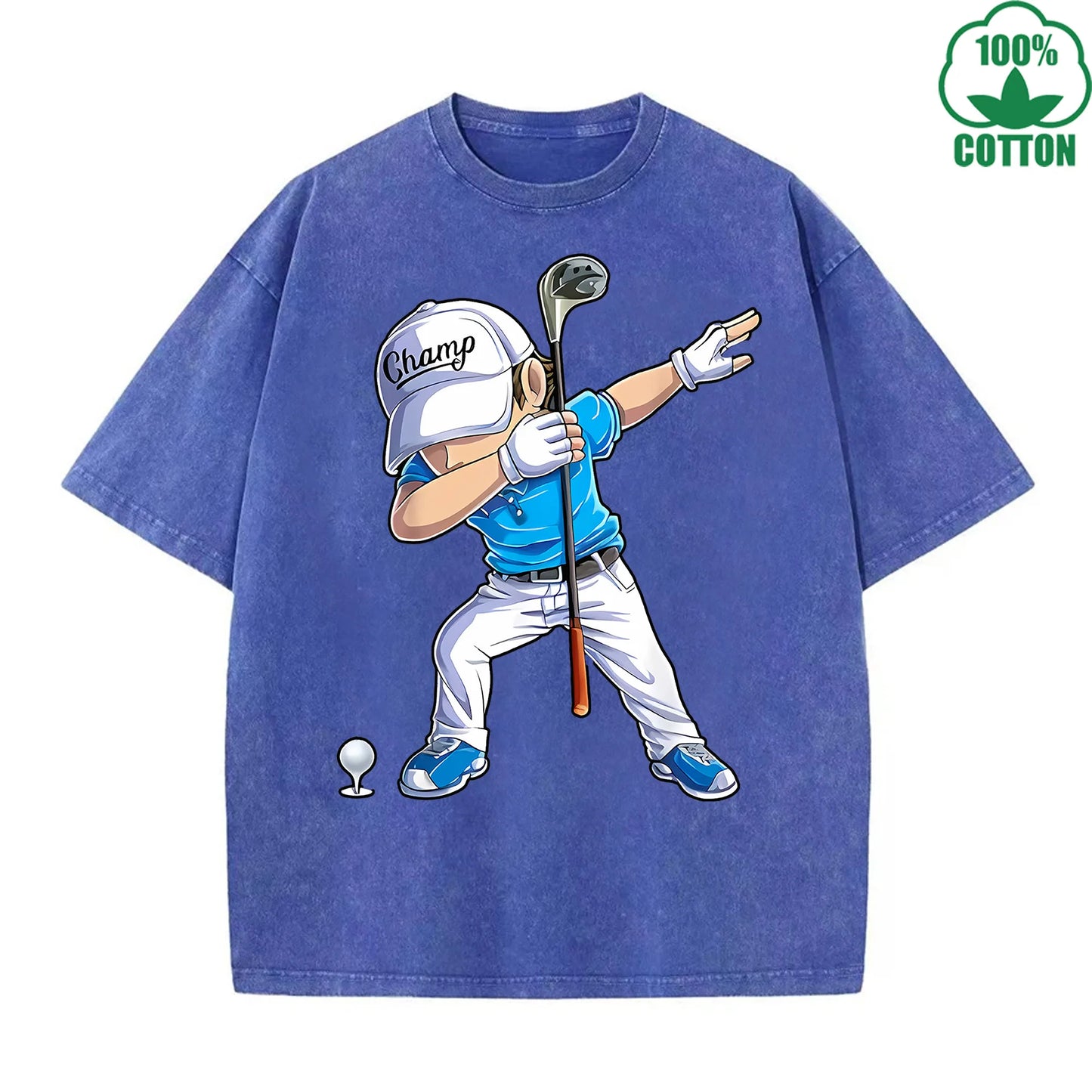 Play Golf Printed Cotton Short Sleeve T Shirt With Abstract Pattern