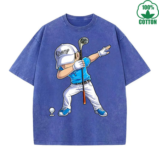 Play Golf Printed Cotton Short Sleeve T Shirt With Abstract Pattern