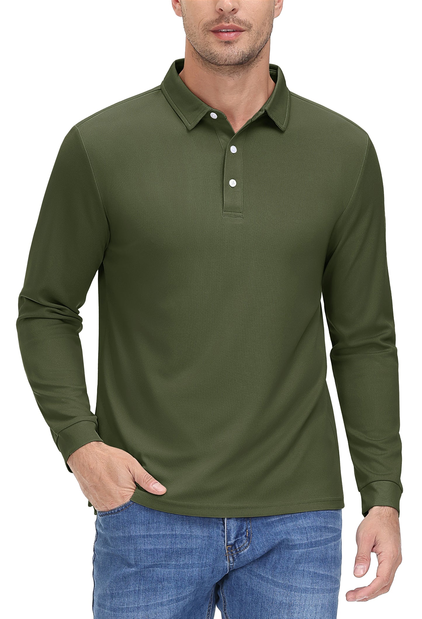 Men's Quick Dry Golf Polo Shirt Breathable Long Sleeve